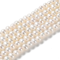 Fili di perle di perle d'acqua dolce coltivate naturali, patata, grado 4 un, papayawhip, 4~5.5x4~4.5mm, Foro: 0.5 mm, circa 88pcs/filo, 15.04 pollice (38.2 cm)