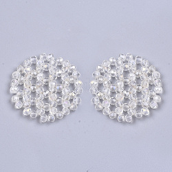 Placage acrylique perles tissées, perles de cluster, plat rond, clair, 31x30x3.5mm, Trou: 2~3mm