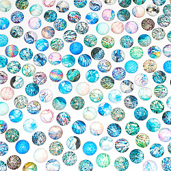 PandaHall Elite Glass Cabochons, Ocean & Marble Pattern, Half Round/Dome, Mixed Patterns, 25mm, 70pcs/bag, 2 bags/box