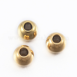 Ионное покрытие (ip) 304 шарик из нержавеющей стали, круглые, золотые, 3x2.5 мм, отверстие : 1.1 мм