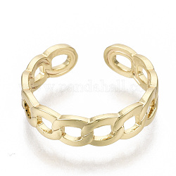Латунные манжеты кольца перста, открытые кольца, без никеля , форма обочины, реальный 18k позолоченный, размер США 6 (16.5 мм)