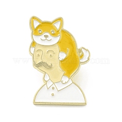Pin esmaltado hombre con perro, broche de esmalte de aleación creativa para ropa de mochila, dorado, amarillo, 29x20x10mm, pin: 1 mm