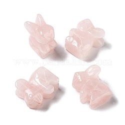 Perles semi-percées en quartz rose naturel, lapin, 21.5~23x10~11x19~21mm, Trou: 1mm
