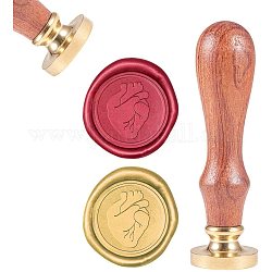 Scrapbook diy, timbro di sigillo di ottone e set di maniglie in legno, cuore, oro, 8.9x2.5cm, francobolli: 25x14.5 mm