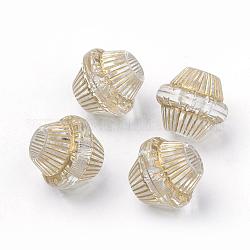 Perles acryliques transparentes, métal doré enlaça, Toupie, clair, 12x11mm, Trou: 3.5mm, environ 780 pcs/500 g