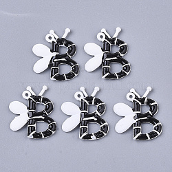 Spray Painted Alloy Pendants, Letter B, White , 21x17x2mm, Hole: 1.2mm