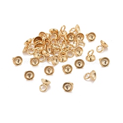 201 perline pendenti in acciaio inossidabile, per ciondoli con coperchio a bolle di vetro globo, oro, 6.5x5mm, Foro: 3 mm