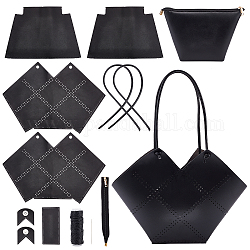 WADORN 12pcs Leather Backpack Making Set, PU Leather Knitting Crochet Bags Making Material for Beginners DIY Handbag Handmade Making All Accessories Purse Sewing Craft Stitch Kit