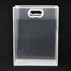Sacchetti di plastica trasparenti rettangolari, con maniglie, per lo shopping, mestieri, i regali, bianco, 40x30cm, 10pcs/scatola