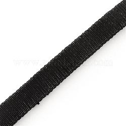 Flat Metallic Thread, with Iron Wire inside, Black, 8~9mm, about 25yards/bundle