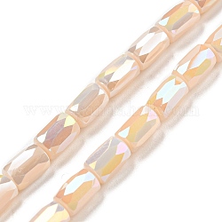 Chapelets de perles en verre, de couleur plaquée ab , colonne facettes, cornsilk, 6x4mm, Trou: 0.8mm, Environ 80 pcs/chapelet, 20.08''~20.47'' (51~52 cm)