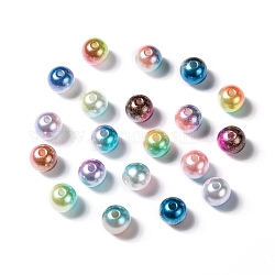 Rainbow ABS Plastic Imitation Pearl Beads, Gradient Mermaid Pearl Beads, Round, Mixed Color, 7.5~8x7~7.5mm, Hole: 1.6mm