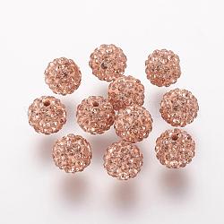 Perline strass polimero argilla, grado a, tondo, perline palla di disco, pesca chiara, 8x7.5mm, Foro: 1 mm
