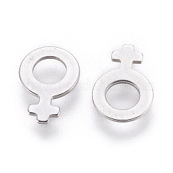 304 charms in acciaio inox, femminile segno di genere, colore acciaio inossidabile, 11x7.5x0.6mm, Foro: 4 mm