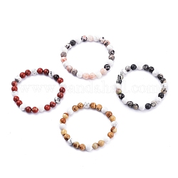 Bracelets extensibles avec perles de howlite et pierres précieuses naturelles rondes, 2-1/8 pouce (5.4 cm), perles: 8 mm