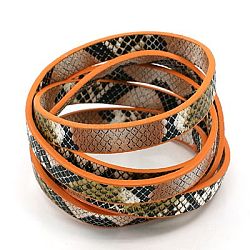 Cordon en cuir PU, peau de serpent imitation, orange foncé, 10x2mm, environ 1.31 yards (1.2 m)/fil