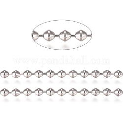 304 Stainless Steel Ball Chains, Bicone, with Card Paper, Stainless Steel Color, 3x3mm