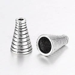 Tibetan Style Cone Alloy Bead Caps, Antique Silver, 15.5x10mm, Hole: 2~8mm