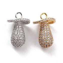 Brass Micro Pave Clear Cubic Zirconia Pendants, Long-Lasting Plated, Nipple, Mixed Color, 24.5x15.5mm, Hole: 3mm