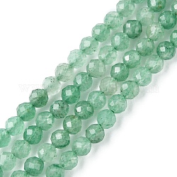 Verde naturale perline avventurina fili, sfaccettato, tondo, 3~3.5mm, Foro: 0.7 mm, circa 113~116pcs/filo, 15.35~15.55 pollice (39~39.5 cm)