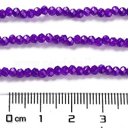Backlackierte Perlenstränge aus imitiertem Jadeglas, facettierte Rondelle, Indigo, 3x2 mm, Bohrung: 0.8 mm, ca. 158 Stk. / Strang, 14.76'' (37.5 cm)