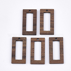 Ciondoli in legno, rettangolo, sella marrone, 28x15x2.5~3mm, Foro: 1.8 mm