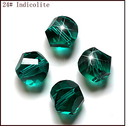 Perles d'imitation cristal autrichien, grade AAA, facette, polygone, sarcelle, 10mm, Trou: 0.9~1mm