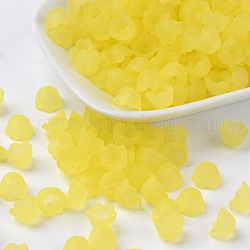 Transparent Acrylic Beads Caps, Tulip Flower, Lily of the Valley, Frosted, Yellow, 10x6mm, Hole: 1.5mm