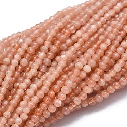 Chapelets de perles de sunstone naturelle naturelles, ronde, 2mm, Trou: 0.5mm, Environ 195 pcs/chapelet, 15.35 pouce (39 cm)