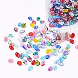 Perle di vetro ceco, opalite galvanizzato / tinto / trasparente / imitazione, ovale, colore misto, 8.5x6x4.5mm, Foro: 0.8 mm circa 357~363 pc / sacchetto