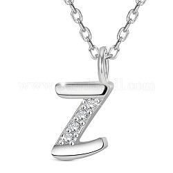 Shegrace plaqué rhodium 925 colliers pendentif initiale en argent sterling, avec aaa de zircon cubique et chaînes de câble, platine, letter.z, 15.74 pouce (40 cm)