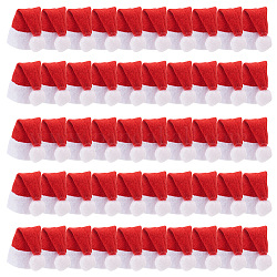 GOMAKERER 50 Pcs Mini Santa Hats, Cloth Mini Christmas Bottle Hats Christmas Lollipop Candy Hats Party Supplies for DIY Crafts Wine Bottles Cover Home Christmas Decor