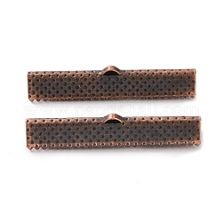 Iron Ribbon Crimp Ends, Red Copper, 8x40mm, Hole: 1mm