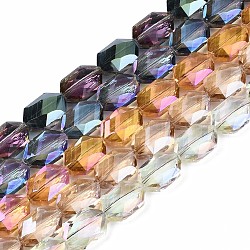 Electroplate Transparent Glass Beads Strands, AB Color Plated, Faceted, Oval, Mixed Color, 12x8x5mm, Hole: 1mm, about 59~60pcs/strand, 27.95~28.35inch(71~72cm).