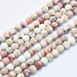 Brins de perles de jaspe impérial naturel, mat, ronde, beige, 6mm, Trou: 0.8mm, Environ 64 pcs/chapelet, 15.7 pouce.