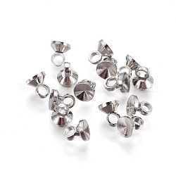 Perle pendenti in ottone con cappuccio, per ciondoli con coperchio a bolle di vetro globo, platino, 4x3.8mm, Foro: 1.6 mm