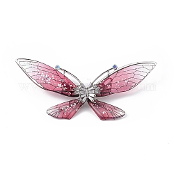 Bling Resin Butterfly Brooch Pin with Crystal Rhinestone, Platinum Alloy Badge for Women, Camellia, 43.5x93.5x16mm, Pin: 0.8mm
