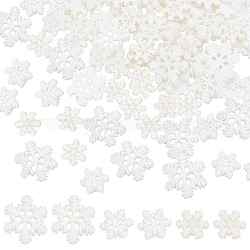 Gorgecraft 3 cabochon in resina opaca, con polvere di scintillio, Natale, fiocco di neve, bianco, 17~27.5x18~25x3~4mm, 120pcs/scatola