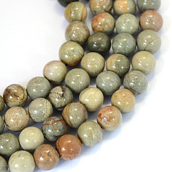 Natürliche Blattsilber Jaspis runde Perle Stränge, 6~6.5 mm, Bohrung: 1 mm, ca. 63 Stk. / Strang, 15.5 Zoll