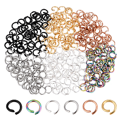 Dicosmetic 300pcs 6 style 304 anneaux ouverts en acier inoxydable, couleur mixte, 50 pièces / style