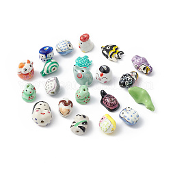 Abalorios de porcelana hechas a mano, formas mixtas, color mezclado, 14~29x12.5~20x7.4~15.5mm, agujero: 1.5~3.5 mm