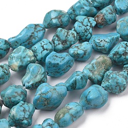 Brins de perles de magnésite naturelle, teints et chauffée, pépites, 10~13x7~11mm, Trou: 1.2mm, Environ 30 pcs/chapelet, 14.96 pouce (38 cm)