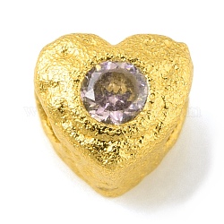 Perline di distanziatore in ottone, con strass, cuore, colore oro opaco, cirstallo, 4.5x4.5x4mm, Foro: 1.6 mm