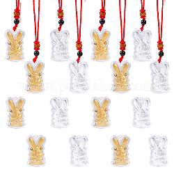 CHGCRAFT 16Pcs 2 Colors Gold Foil Rabbit Pendant Necklaces Set with Red Ropes, Chinese Zodiac Lucky Adjustable Necklaces, 2023 Year Gift for Women, Golden & Silver, 16.54~25.20 inch(42~64cm), 8Pcs/color