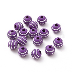 Perles acryliques plaquées, métal argenté enlaça, ronde, bleu violet, 8mm, Trou: 2.2mm, environ 1900 pcs/500 g