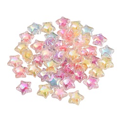 Beschichtung Acryl-Perlen, Perlen in Perlen, AB Farbe, Stern, Regenbogen plattiert, Mischfarbe, 19x12 mm, Bohrung: 2.5 mm