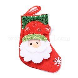 Calza di natale appesa in stoffa, con paillettes, sacchetto regalo di caramelle, per la decorazione dell'albero di Natale, Babbo Natale, rosso, 160x120x20mm
