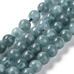 Giada naturale maledetta tinti di perline fili, tondo, blu cadetto, 6~6.5mm, Foro: 1 mm, circa 30pcs/filo, 7.28 pollice (18.5 cm)