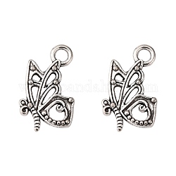 Tibetan Style Alloy Pendants, Cadmium Free & Lead Free, Butterfly, Antique Silver Color, 17x10x2mm, Hole: 2.5mm