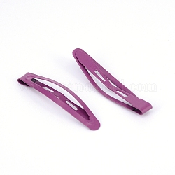 Metal Snap Hair Clips, Spray Painted, Oval, Purple, 44x10x3mm